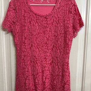Isaac Mizrahi Pink Ruffled Short Sleeve Blouse